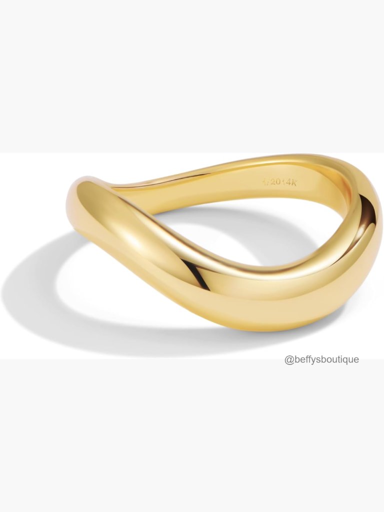 Chunky Wavy Dome Ring 14k Gold Filled Stackable Band Size 6